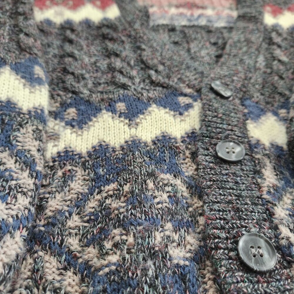 Vintage London Fog Cardigan Sweater Button Front  Alpaca Blend Grandpacore Dad L - Picture 6 of 11